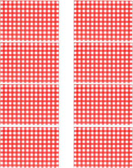 Bellatio Design Tafel Placemats - 8x - Bistro print - rood/wit geblokt - 43 x 28 cm - pvc