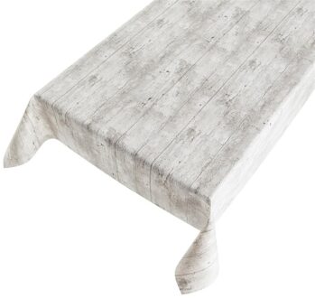Bellatio Design Tafelkleed/tafelzeil - grijs steigerhout - 140 x 245 cm - Voor binnen en buiten - pvc Multi