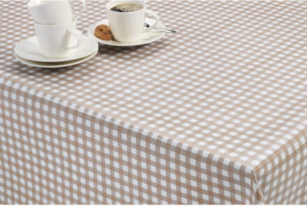 Bellatio Design tafelzeil boerenruit - beige/wit - PVC - 140 x 220 cm