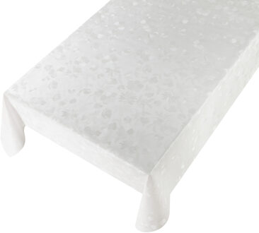 Bellatio Design Tafelzeil Flowers - wit met bloemen print - 140 x 175 cm - Rechthoekig - Buiten en b