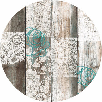 Bellatio Design Tafelzeil - houten planken print - rond - 160 cm
