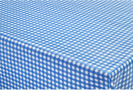 Bellatio Design Tafelzeil/tafelkleed boeren ruit blauw/wit 140 x 250 cm