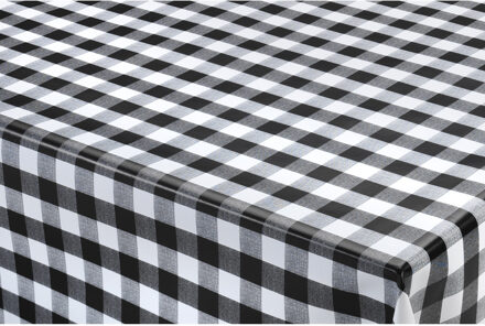 Bellatio Design Tafelzeil/tafelkleed boeren ruit zwart/wit 140 x 250 cm