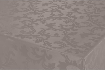 Bellatio Design Tafelzeil/tafelkleed Damast taupe barok krullen print 140 x 180 cm - Tafelzeilen