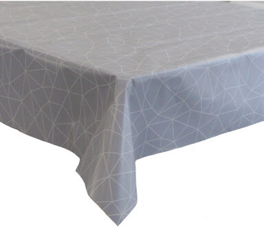 Bellatio Design Tafelzeil/tafelkleed licht grijs met grafische print 140 x 180 cm