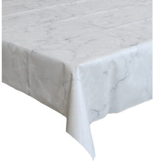 Bellatio Design Tafelzeil/tafelkleed marmer look 140 x 250 cm - Tafelzeilen Wit