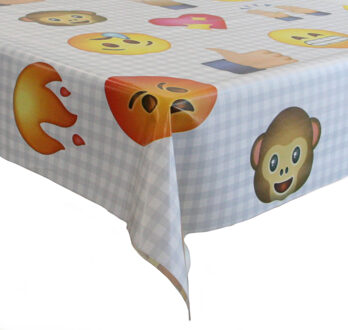 Bellatio Design Tafelzeil/tafelkleed met emoji print 140 x 180 cm - Tafelzeilen Multikleur