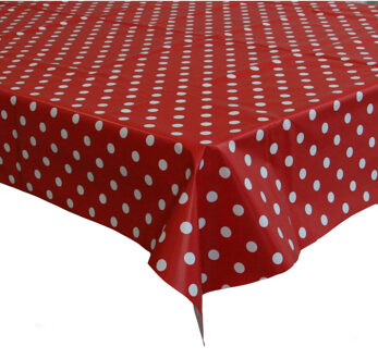 Bellatio Design Tafelzeil/tafelkleed rood met witte stippen 140 x 220 cm - Tafelzeilen