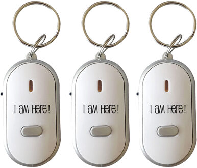 Bellatio Design Terugfluitende Sleutelhanger - 3x - wit - kunststof - 5 meter - sleutels terugvinden