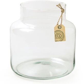 Bellatio Design Transparante bloemenvaas van gerecycled eco glas 19 x 20 cm - Vazen