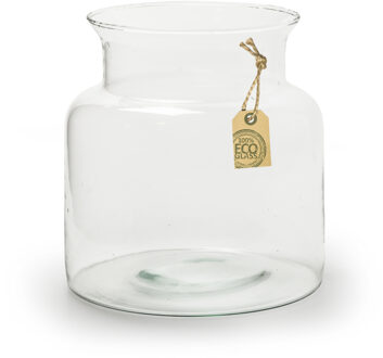 Bellatio Design Transparante lage melkbus vaas van eco glas 19 x 20 cm