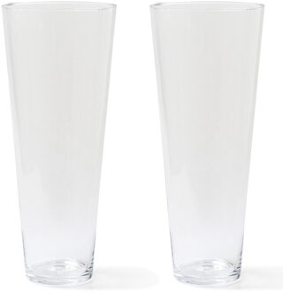 Bellatio design Vaas - 2x - Transparant - conisch - glas - H40xD17 cm