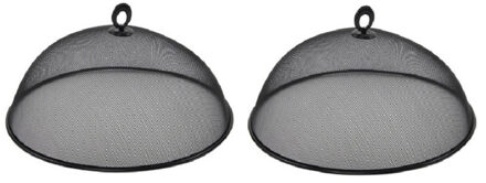 Bellatio Design Vliegenkap/voedselkap tegen insecten - 2x - RVS - zwart - D35 x H16cm