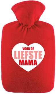 Bellatio Design Voor de liefste mama kruik/ warmwaterkruik rood 1,8 liter met fleece hoes