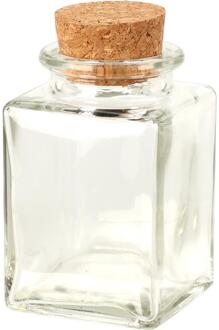 Bellatio Design Voorraadpotje glas met kurk deksel 80ml transparant