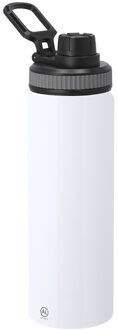 Bellatio Design Waterfles/drinkfles sport bidon Fitmaster - wit - 800 ml - aluminium - schroefdop