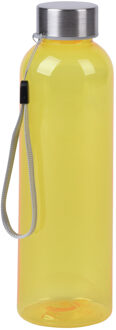 Bellatio Design Waterfles / drinkfles / sport bidon Olympic - geel - kunststof - 500 ml - rvs schroefdop