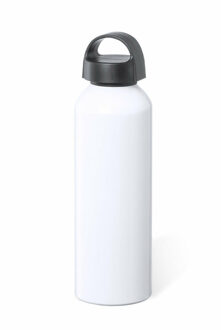 Bellatio Design Waterfles/drinkfles/sportfles - glans wit - aluminium - 800 ml - schroefdop - Drinkflessen