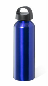 Bellatio Design Waterfles/drinkfles/sportfles - metallic blauw - aluminium - 800 ml - schroefdop - Drinkflessen