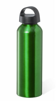 Bellatio Design Waterfles/drinkfles/sportfles - metallic groen - aluminium - 800 ml - schroefdop - Drinkflessen