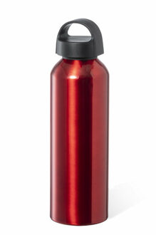 Bellatio Design Waterfles/drinkfles/sportfles - metallic rood - aluminium - 800 ml - schroefdop - Drinkflessen