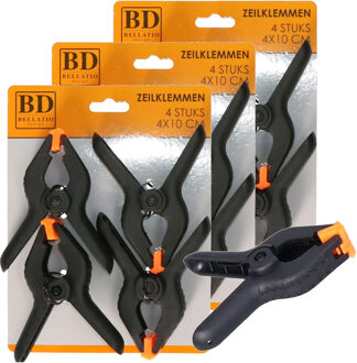 Bellatio Design Zeilklemmen - 12x stuks - 10 x 4 cm - lijmklemmen - marktklem