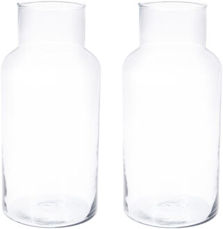Bellatio Flowers & Plants 2x Glazen vaas/vazen 7000 ml van 16 x 30 cm - Vazen Transparant