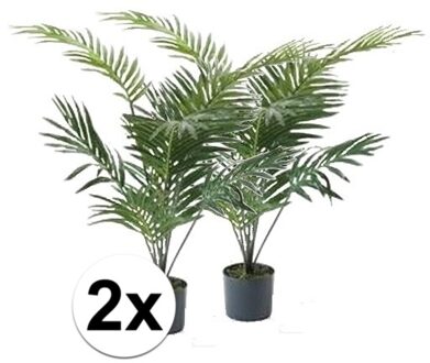 Bellatio Flowers & Plants 2x Groene palmboom kunstplant 90 cm in pot - Kunstplanten