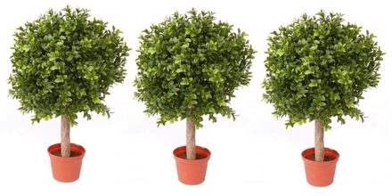 Bellatio Flowers & Plants 3x buxus bol kunstplant op stam - h34 x d25 cm - uv-bestendig