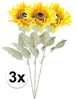 Bellatio Flowers & Plants 3x Gele zonnebloem kunstbloemen 82 cm