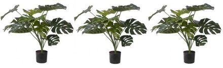 Bellatio Flowers & Plants 3x Groene Monstera kunstplanten 85 cm voor binnen