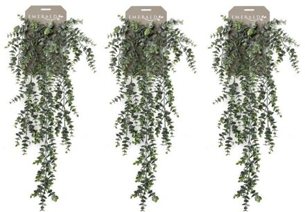 Bellatio Flowers & Plants 3x Kunstplanten groene Eucalyptus hangplant/takken 75 cm - Kunsttakken - Nepplanten