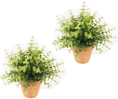 Bellatio Flowers & Plants 3x stuks kunstplant eucalyptus groen in pot 20 cm - Kamerplanten kunstplanten