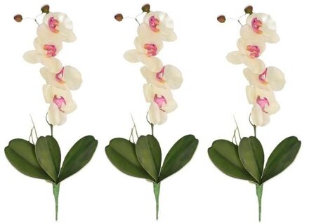 Bellatio Flowers & Plants 3x Wit/Roze Orchidee/Phalaenopsis kunstplanten 44 cm voor binnen