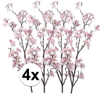 Bellatio Flowers & Plants 4x Appelbloesem roze kunstbloemen 104 cm - Kunstbloemen