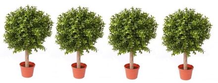 Bellatio Flowers & Plants 4x Buxus bol kunstplant op stam in pot 35 cm - Kunstplanten/nepplanten