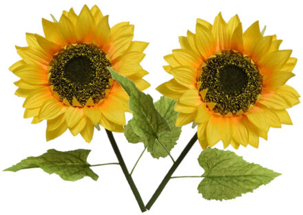 Bellatio Flowers & Plants 4x stuks gele zonnebloemen kunstbloemen 76 cm - Helianthus - Kunstbloemen/kunsttakken - bloemen/planten