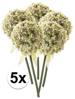 Bellatio Flowers & Plants 5 x Kunstbloemen steelbloem witte sierui 70 cm - Kunstbloemen