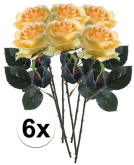 Bellatio Flowers & Plants 6 x Kunstbloemen steelbloem geel roos Simone 45 cm - Kunstbloemen