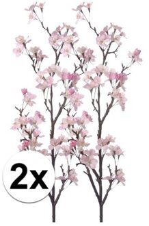 Bellatio Flowers & Plants Appelbloesem takken - 2x - roze - 104 cm - kunststof