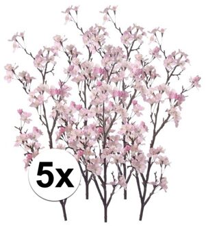 Bellatio Flowers & Plants Appelbloesem takken - 5x - roze - 104 cm - kunststof