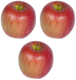Bellatio Flowers & Plants Bellatio Kunstfruit appels - decoratievrucht - 8 cm - 5x stuks - decofruit - sier - fruitschaal