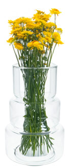 Bellatio Flowers & Plants Bloemenvaas Margo - helder transparant glas - D18 x H28 cm - decoratieve vaas - bloemen/takken