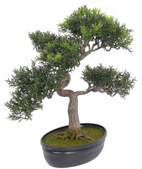 Bellatio Flowers & Plants Bonsai boom tealeaf - Kunstplanten Groen