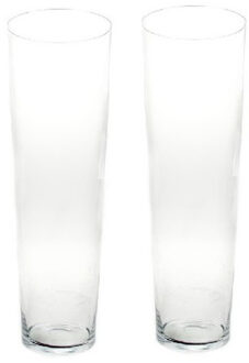 Bellatio Flowers & Plants Conische bloemenvaas glas - 2x - 60 cm - Glazen bloemenvaas taps lopend - Decoratieve boeketten vaze