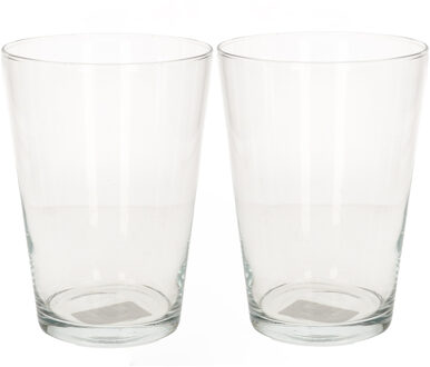 Bellatio Flowers & Plants Conische vaas basic - Set van 2x stuks - glas - 19 cm - transparant - bloemenvaas
