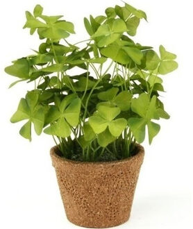 Bellatio Flowers & Plants Groene kunstplant klaverzuring plant in pot 25 cm - Kunstplanten