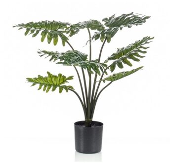 Bellatio Flowers & Plants Groene Philodendron kunstplanten 60 cm met zwarte pot - Kunstplanten