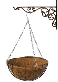 Bellatio Flowers & Plants Hanging basket 30 cm met ijzeren muurhaak en kokos inlegvel