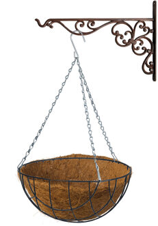 Bellatio Flowers & Plants Hanging basket 35 cm met ijzeren muurhaak en kokos inlegvel